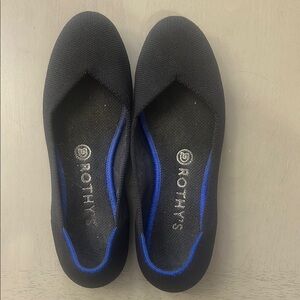 Rothy's Black Flats with Blue Trim